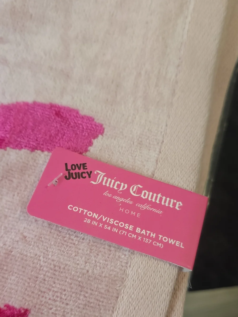 Juicy Couture Home Bow Logo Plush Oversized Cotton Viscose Bath Towel